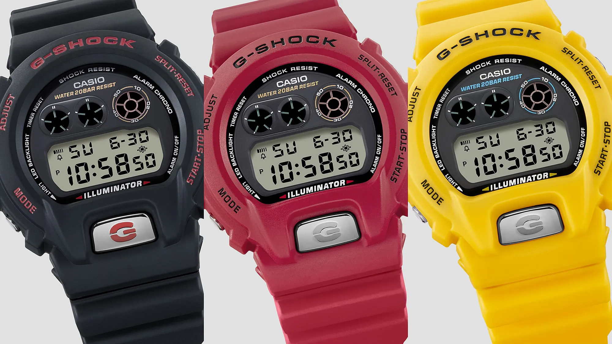 relojes gshock modelo DW-6900TR en tres colores